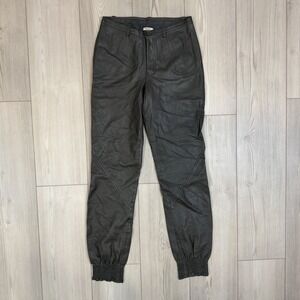 Noa Noa Size XS Lamb Skin Black Leather Jogger Pants Lined Smooth